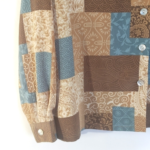 BonWorth Patterned 2 piece Patterned Shirt Blouse Set Size SP - Picture 9 of 12